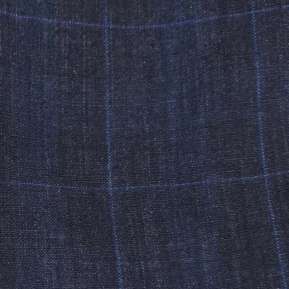 Bar III Mens Slim Fit Linen Sport Coat Blazer 36R Navy Blue Windowpane Plaid NWT - Picture 5 of 5